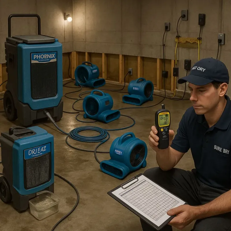 Structural Drying and Dehumidification process in Jim Wells County, TX